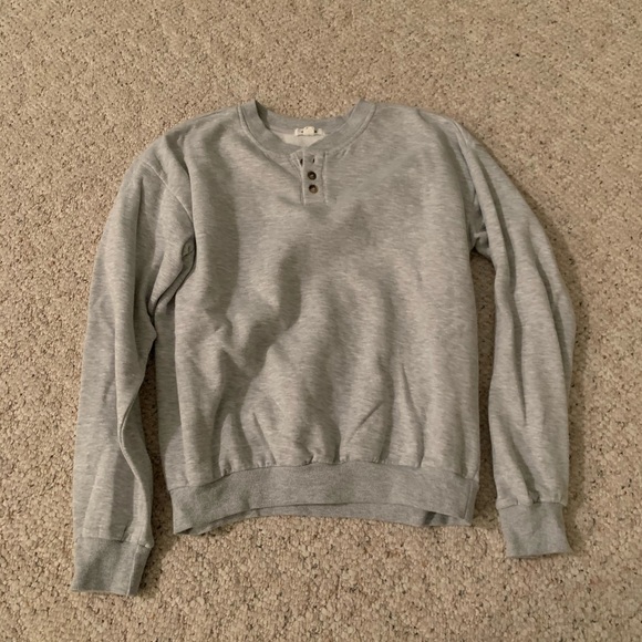 Garage Grey Crewneck w Buttons - Picture 1 of 5